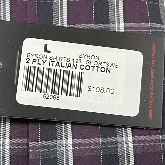 Luxury Byron British Style Italian Purple Cotton 2 Ply Casual Button L NWT $198 - Picture 2 of 4